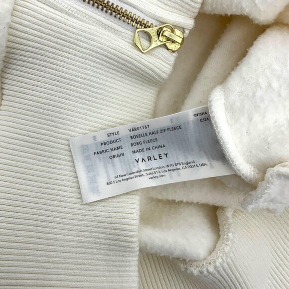 Varley Roselle Sweatshirt Womens Large White Fleece Half Zip Mock Neck Pullover - Picture 9 of 15